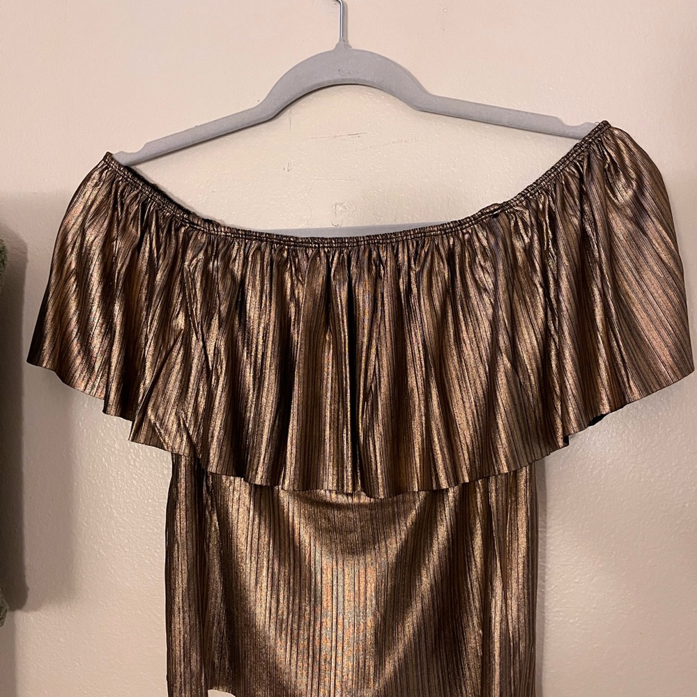 Forever 21 Metallic Off-Shoulder Blouse